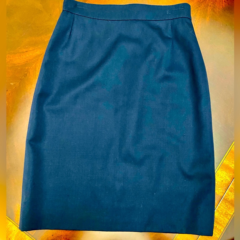 Complice Made in Italy Women’s Dark Blue Wool Zipper Back Skirt Size 42